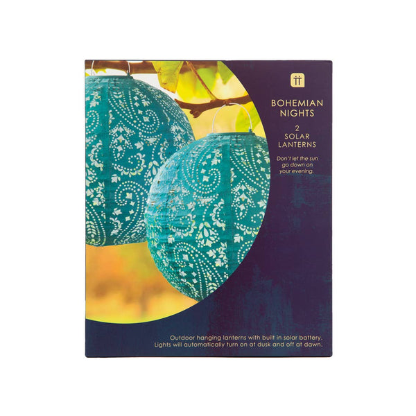 Teal Outdoor Solar Lanterns - 2 pack