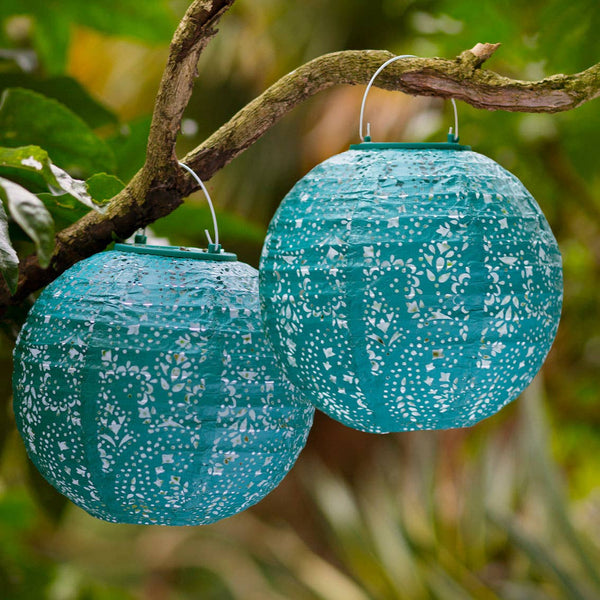 Teal Outdoor Solar Lanterns - 2 pack