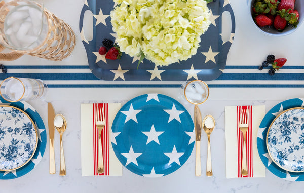 Navy Stripe Paper Table Runner