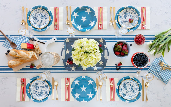 Navy Stripe Paper Table Runner