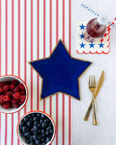 Blue Star Shaped 9' Gold Foiled Paper Plates
