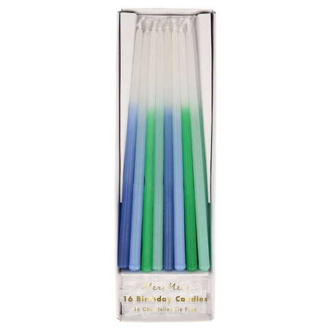 Blue & Green Dipped Tapered Candles