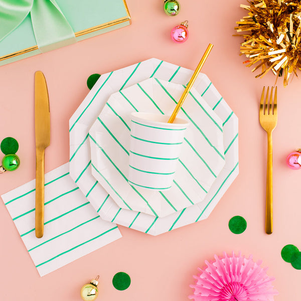 Green Frenchie Striped Petite Napkins