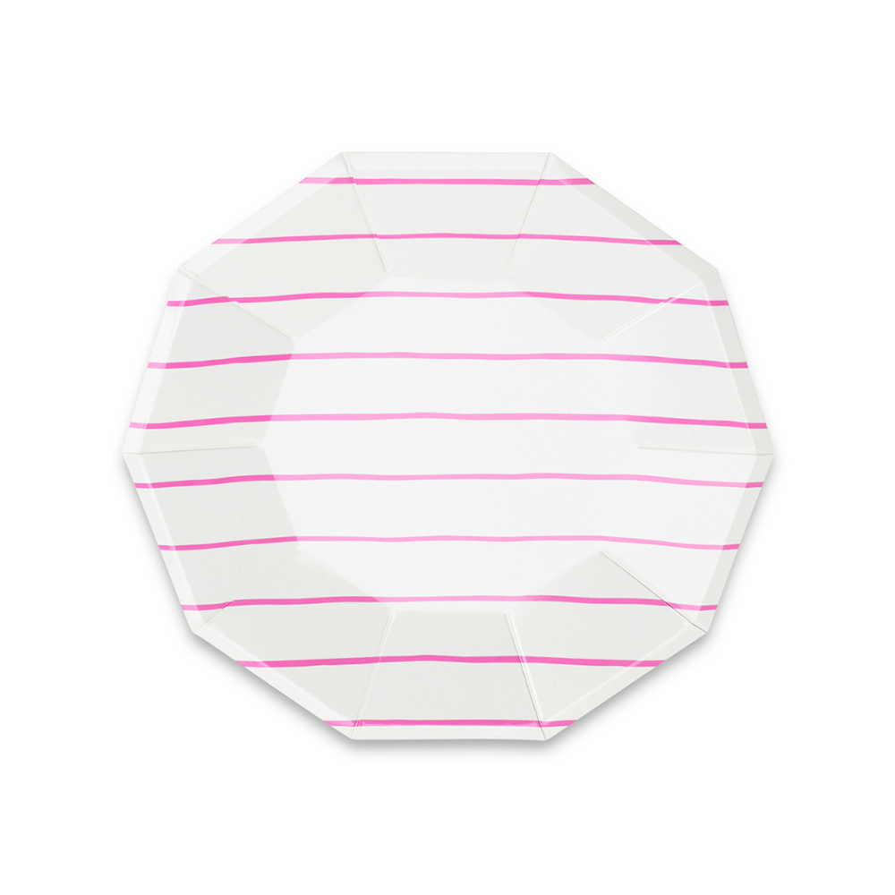 Pink Frenchie Striped Small Plates