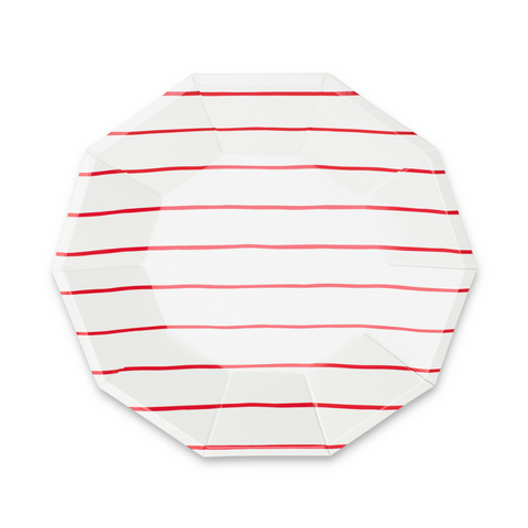 Candy Apple Red Frenchie Striped Large Plates