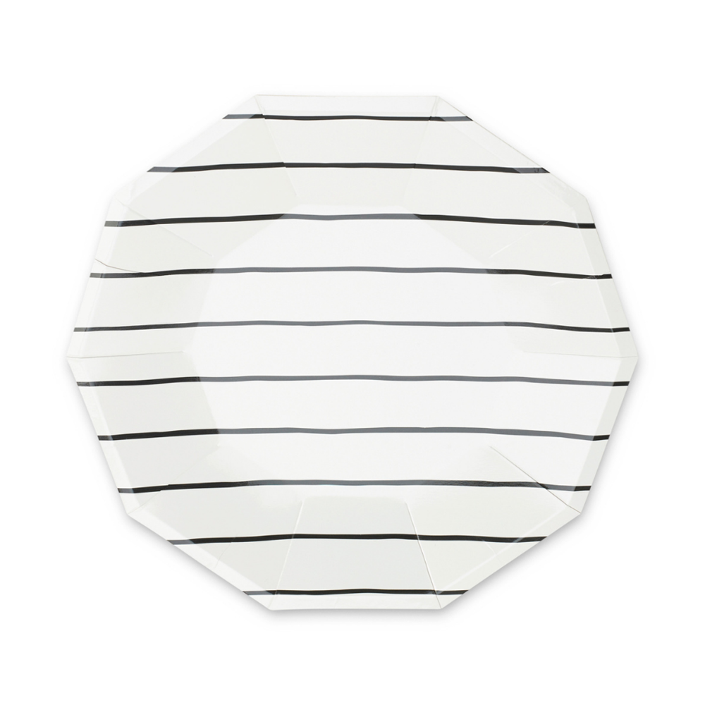 Black Frenchie Striped Large Plates