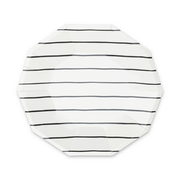 Black Frenchie Striped Large Plates