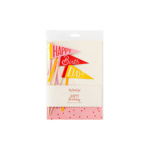 Pink Birthday Pennant Cake Toppers