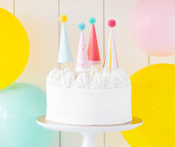 Hip Hip Hooray Party Hat Cake Toppers