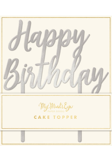 'Happy Birthday' Cake Topper - Silver