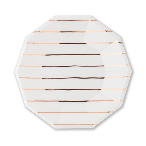 Rose Gold Frenchie Striped Large Plates