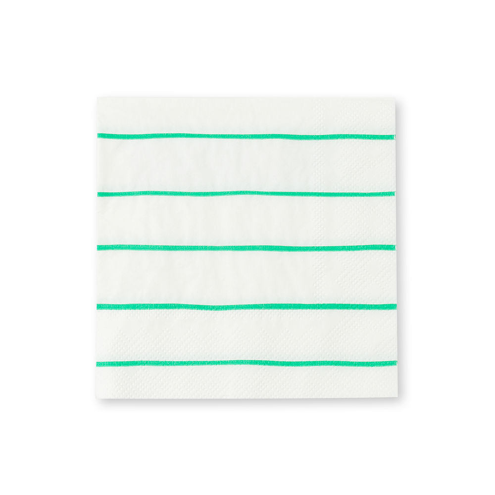 Green Frenchie Striped Petite Napkins
