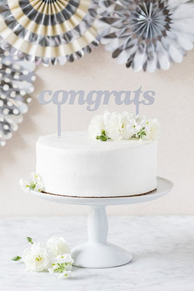 'Congrats' Cake Topper - Silver