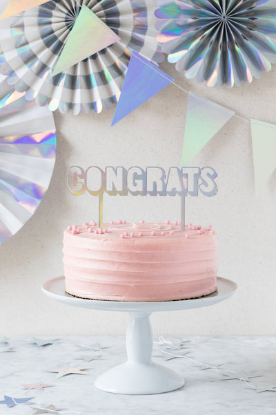 'Congrats' Cake Topper - Holographic