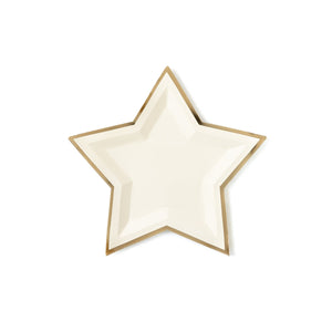White Star Shaped 9'' Gold Foiled Paper Plates