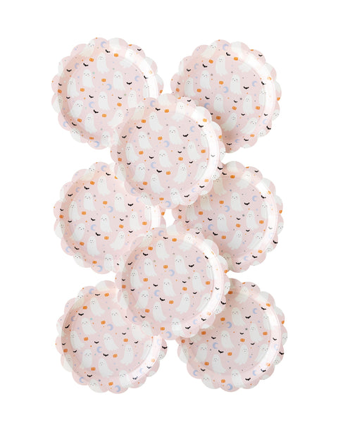 Trick or Treat Pink Ghosts Halloween 9'' Plates