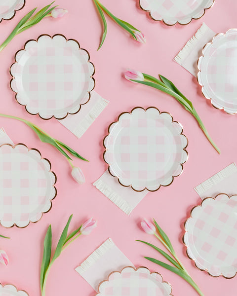 Pink Buffalo Plaid Scalloped 9" Plate