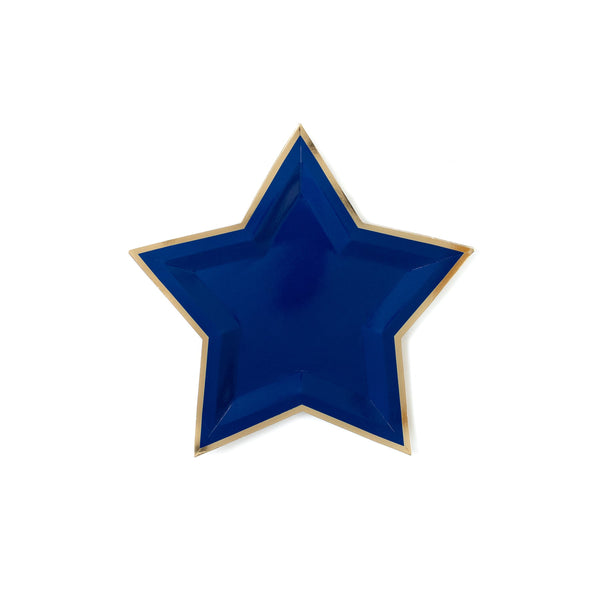 Blue Star Shaped 9' Gold Foiled Paper Plates