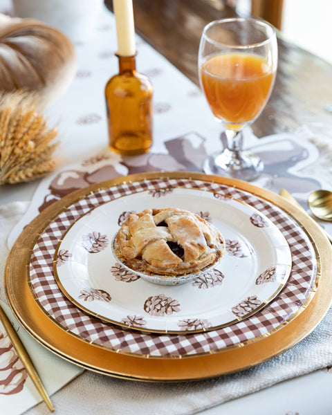 Harvest Brown Gingham Check 11" Plate