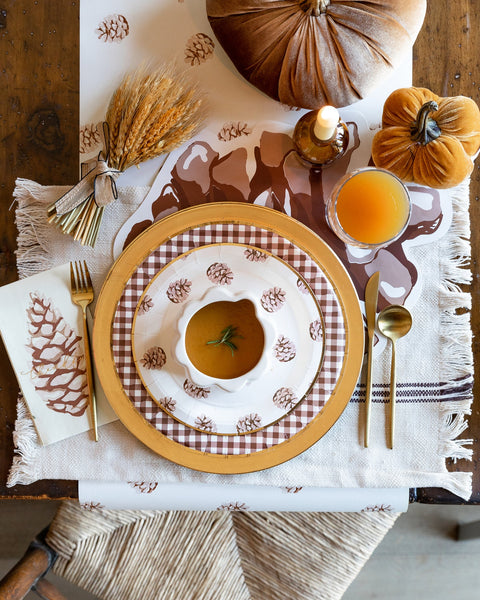 Harvest Brown Gingham Check 11" Plate