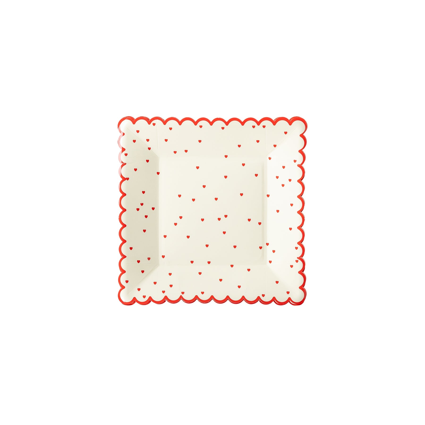 Valentine Red Scattered Heart Scalloped
