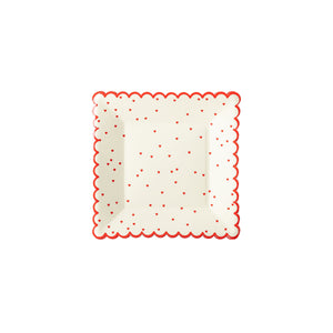 Valentine Red Scattered Heart Scalloped