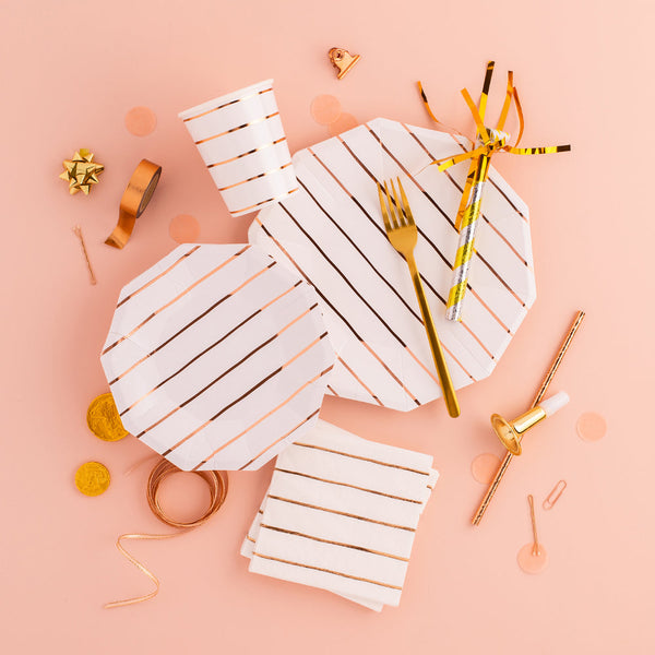 Rose Gold Frenchie Striped Small Plates