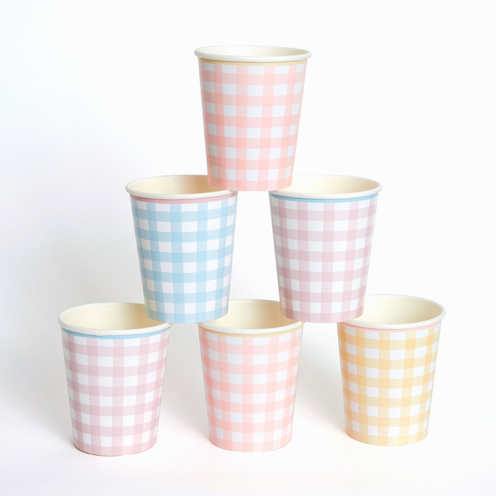 Pastel Gingham Cups