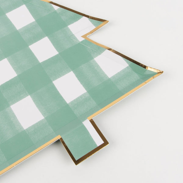 Green Gingham Tree Plates